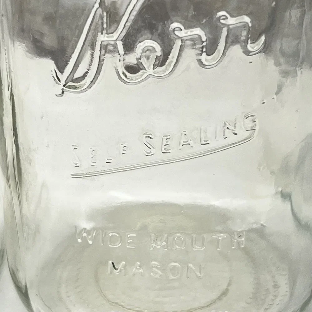 Vintage Kerr Wide Mouth Mason Quart Jars ~Set of 4 ~ Clear Self Sealing~ Canning